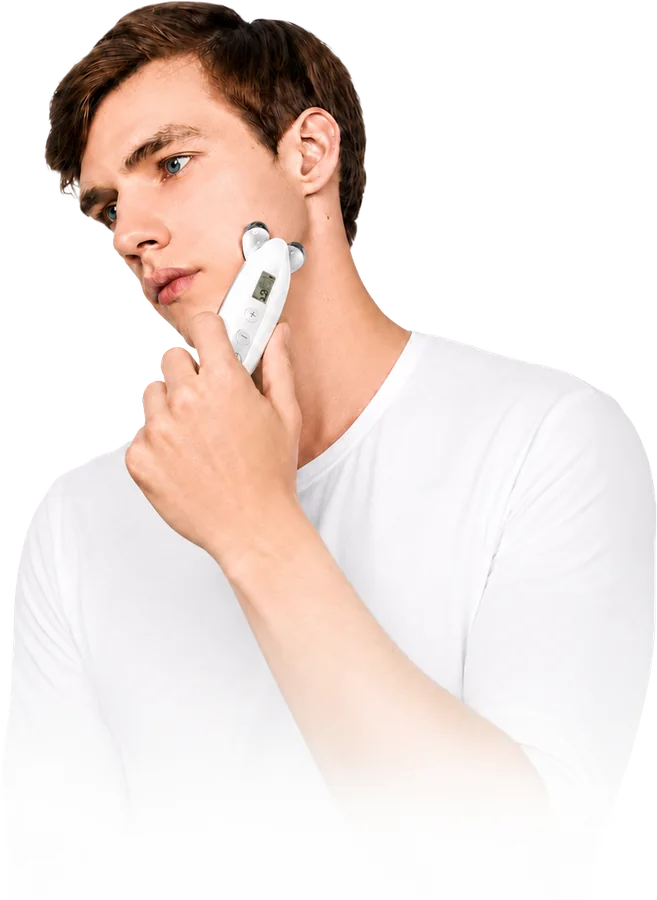 Man using PureLift Face along his jawline